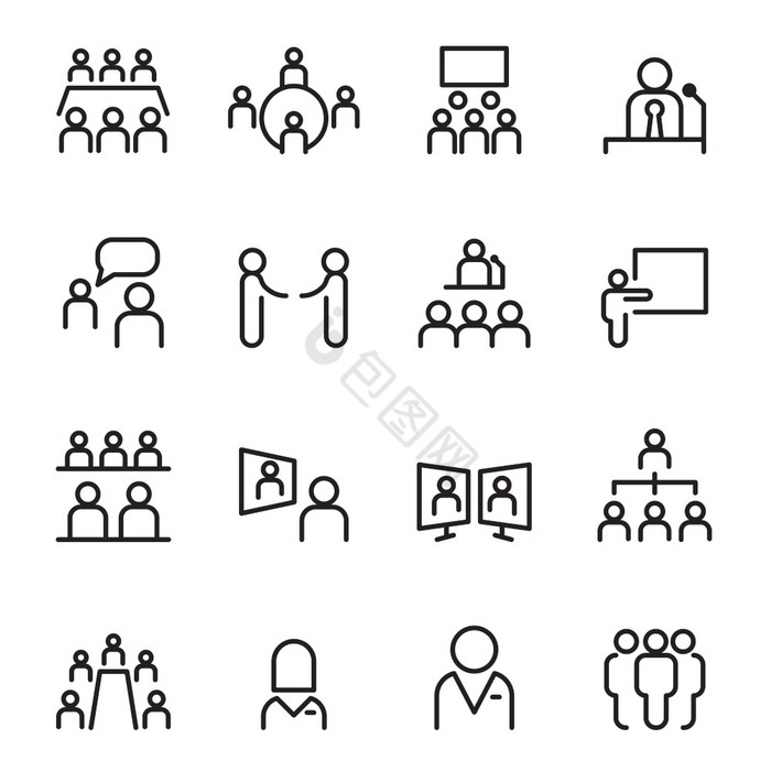 会议会议图标集薄行图标图片