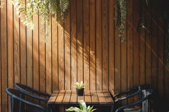 木墙餐厅和咖啡馆当代室内设计自然日光