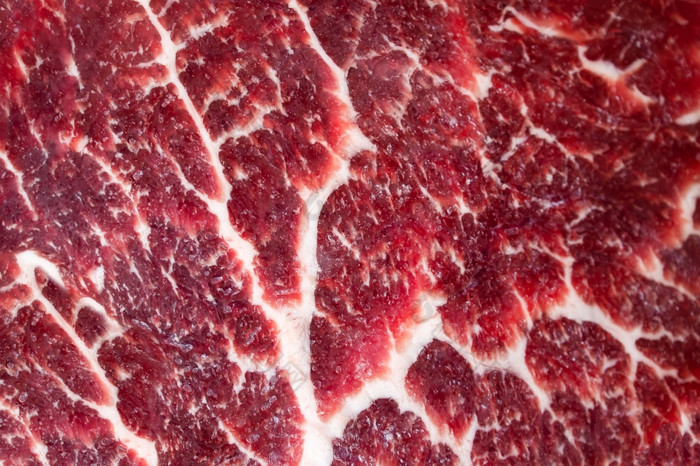 牛肉纹理冻结肉背景特写镜头一块牛里脊肉为牛排
