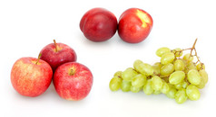水果苹果油桃而且群葡萄白色背景