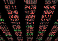 股票市场红色的而且绿色数据蓝色的显示