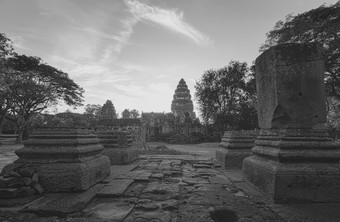 黑色的和白色景观phimai历史公园具有里程碑意义的那空ratchasima泰国旅行目的地历史网站古老的古老的建筑高棉语寺庙经典体系结构