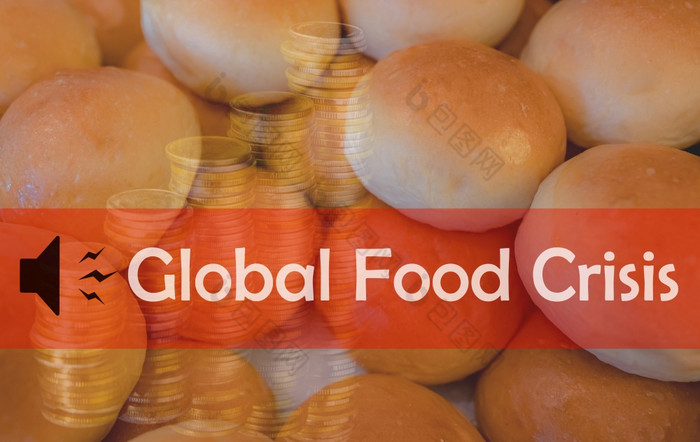 全球食物危机概念堆软面包使从小麦面粉人类灾难全球食物危机影响新冠病毒气候改变和冲突上升食物价格食物不安全感