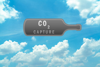 捕获灰色的<strong>瓶</strong>蓝色的天空和白色积云云碳捕获和存<strong>储</strong>技术概念温室气体碳二氧化<strong>物</strong>气体全球空气气候污染环境问题