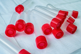 塑料测试管与帽为的集合样品抽样管为实验室检查