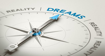 插图概念上的指南针与针指出的词梦想的道路你的梦想