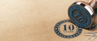 插图橡胶邮票与的文本这年周年纪念日印刷棕色（的）纸第十一年庆祝活动卡背景第十周年纪念日水平背景一个一年庆祝活动卡