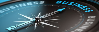 概念上的指南针与针指出的词业务黑色的和蓝色的音调概念背景图像为插图业务咨询业务咨询