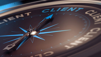 指南针与针指出的词客户端概念图像说明crm客户的关系管理客户端