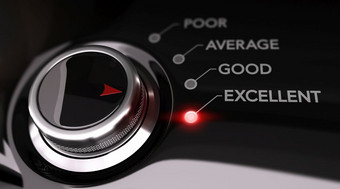 开关按钮定位的词优秀的黑色的背景和红色的光概念上的图像为插图客户服务满意度客户端满意度客户服务满意度概念