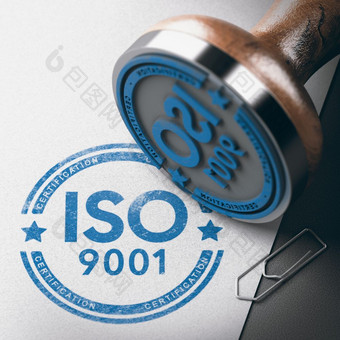 插图橡胶邮票与的文本iso认证在纸背景iso认证质量管理橡胶邮票