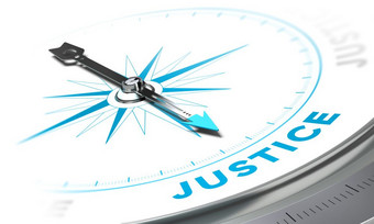 指南针与针指出的词正义白色和蓝色的音调背景图像为插图法律正义
