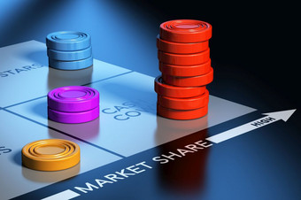 市场营销矩阵在蓝色的背景战略市场营销
