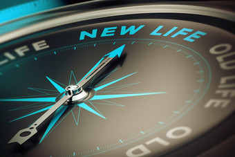 指南针与针指出的词新生活概念图像说明改变动机概念改变
