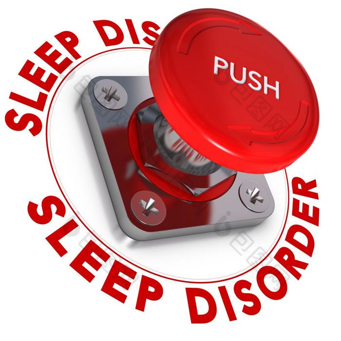 睡眠障碍词写周围恐慌按钮白色背景睡眠障碍概念睡眠障碍