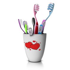 插图牙杯与许多牙刷两个为的父母和七个为的孩子们概念图像大家庭在白色背景大家庭概念