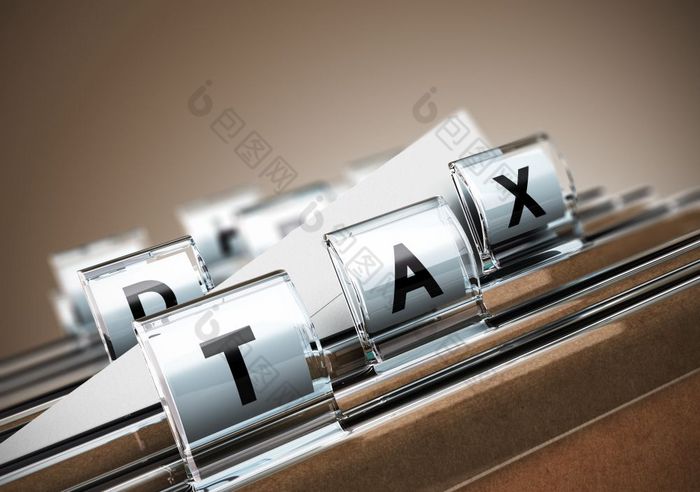 文件夹选项卡与的词税米色背景税概念为插图税收税概念
