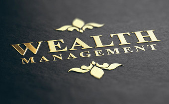 财富管理短语压花设计与金箔在黑色的纸背景插图金融咨询概念财富管理公司