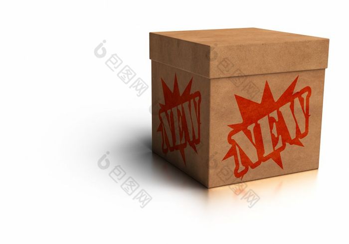 纸箱盒子与的红色的标签新印刷新产品