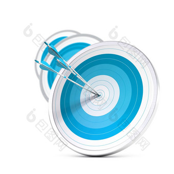 许多蓝色的目标和三个箭头达到的中心的第一个一个图像与模糊效果广场格式战略市场营销业务有竞争力的优势概念业务概念目标市场战略