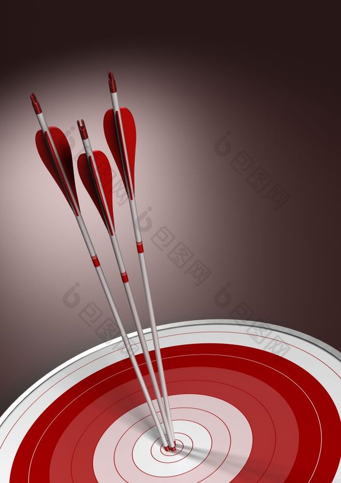 三个箭头打的中心红色的目标vectical业务概念背景与房间为文本业务概念背景有竞争力的