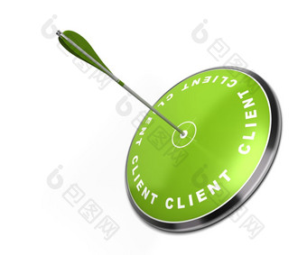 绿色目标与的词客户端写与箭头打的中心白色背景焦点客户客户端