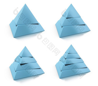 摘要金字塔集两个三个四个五个水平<strong>蓝色</strong>的颜色在白色背景设计<strong>元素</strong>与反射摘要金字塔集设计<strong>元素</strong>