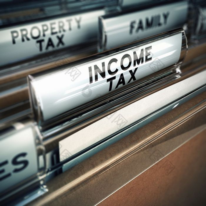 文件与关闭和焦点的收入税选项卡模糊效果概念上的图像合适的为税插图收入税税概念