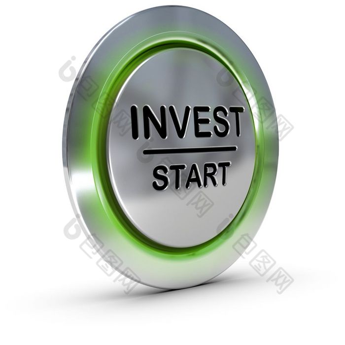 投资开始按钮在白色背景概念投资和风险管理投资概念投资风险管理