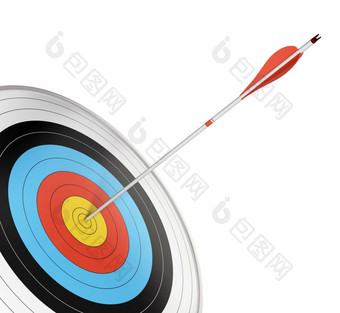 官方竞争目标与红色的箭头打的中心角页面渲染孤立的在白色背景目标拍摄目标目标