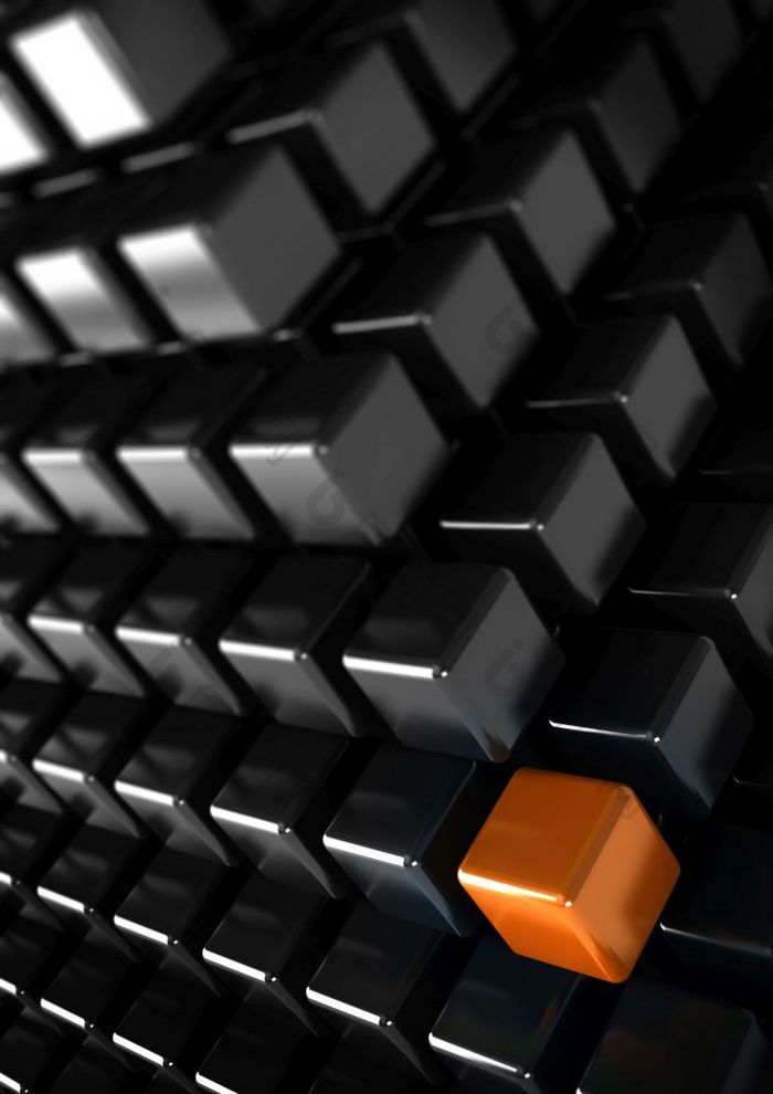橙色多维数据集与许多黑色的多维数据集独特的区别概念垂直业务背景独特的不同的概念背景