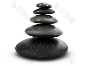 五个鹅卵石堆放在白色<strong>背景</strong>平衡石头渲染象征稳定和<strong>和谐</strong>五个鹅卵石堆放<strong>和谐</strong>概念