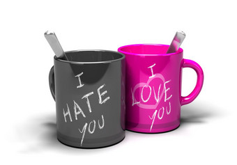 两个杯子在哪里rsquo写爱你和讨厌你概念爱恨交加的关系