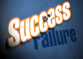 成功贴纸在蓝色的背景在哪里的写的词失败成功失败