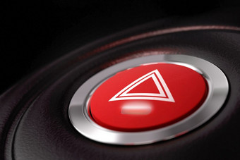 推红色的警告<strong>按钮</strong>与三角形pictogram关闭视图和闪光光推警告<strong>按钮内部</strong>车