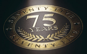 金标记在黑色的背景与的文本年概念为周年纪念日庆祝活动公告插图年庆祝活动第七十五位周年纪念日