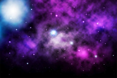 空间星系背景与闪亮的星星和星云向量宇宙与色彩斑斓的乳白色的道路星系布满星星的晚上向量插图