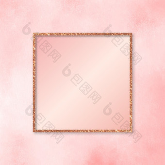 向量粉红色的黄金画廊框架模拟粉红色的黄金框架屏幕模板与空白封面广场框架难看的东西粉红色的柔和的背景