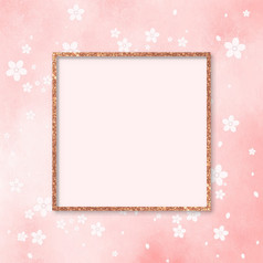 向量粉红色的画廊框架模拟粉红色的闪闪发光的框架屏幕模板与空白封面广场框架难看的东西粉红色的柔和的背景与樱花花