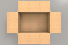 呈现空中视图空棕色（的）纸盒子灰色的背景