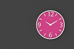 呈现胜利标志时间现代粉红色的时钟黑暗复制空间水泥墙背景