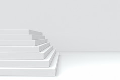 呈现白色广场水泥板楼梯与复制空间灰色的墙背景