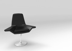 呈现现代黑色的palstic椅子与复制空间灰色的背景