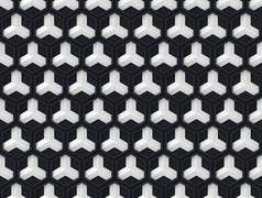 呈现无缝的现代黑色的和白色六角模式墙背景