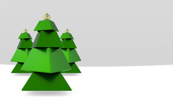 呈现<strong>低多边形风</strong>格多维数据集盒子绿色圣诞节树灰色的背景