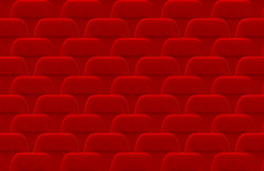 呈现豪华的红色的电影座位行背景
