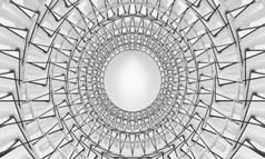 呈现未来主义的白色矩形网格模式圆隧道为任何设计墙背景