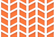 呈现现代橙色梯形几何模式墙和地板上背景