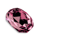 呈现粉红色的珠宝钻石宝石石头与剪裁路径白色背景