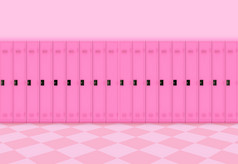 呈现甜蜜的粉红色的金属储物柜行背景